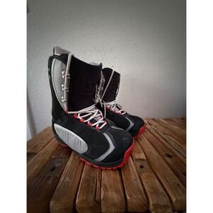 Burton Ruler Snowboard Boots 10.5 Black Silver Red Lace Up Performance